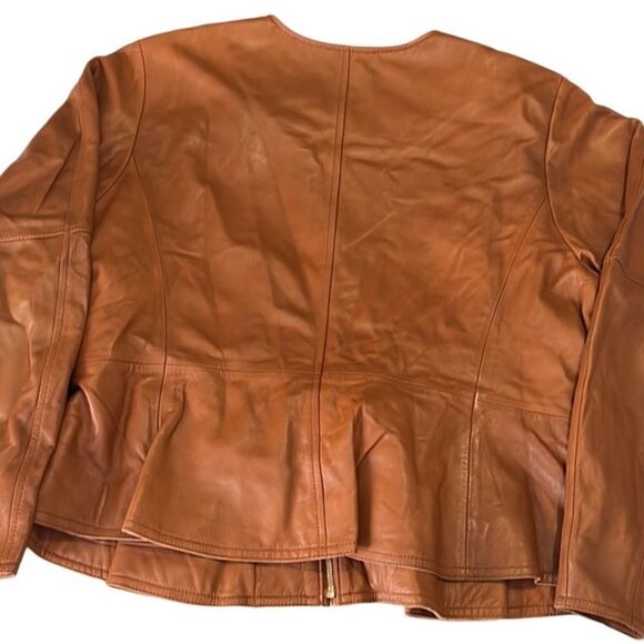 RyeGrass Burnt Brick Zip Up Front Tie Leather Jacket Size 1X NWT - Picture 9 of 10